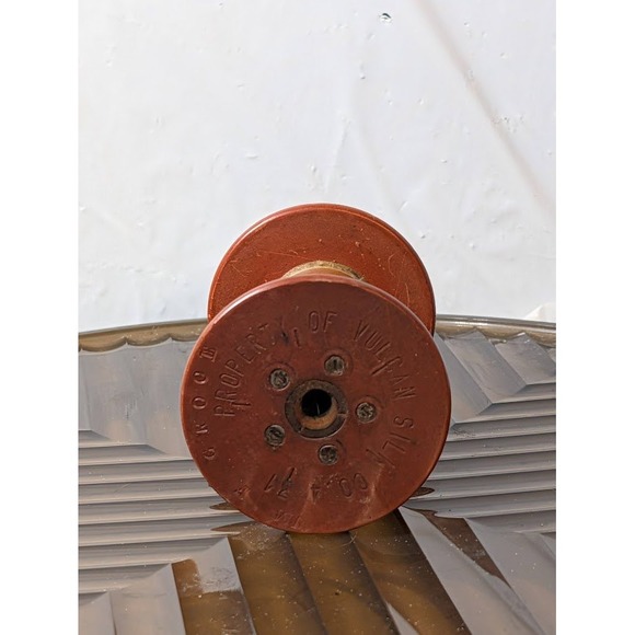 Vulcan Silk Co 4 31 Vintage Industrial Wooden Spool Bobbin Wm F Groce Used - Picture 4 of 8